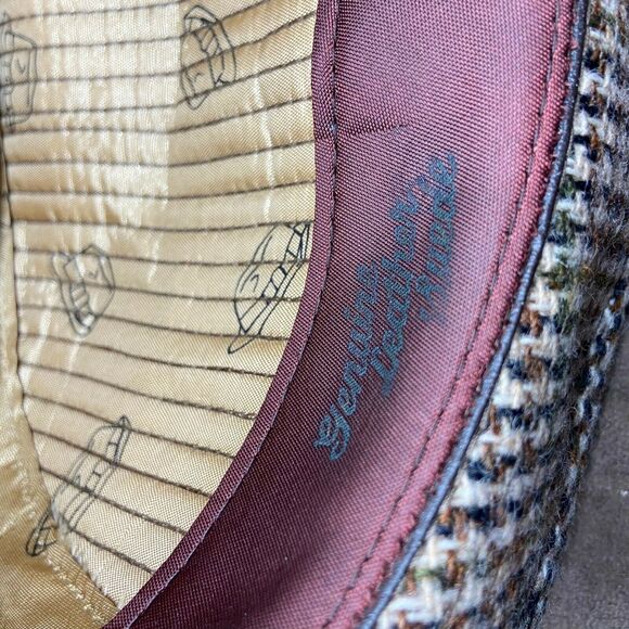 Vintage Borsalino Mens Brown Tweed Wide Brim Fitted Grandpa Fedora Hat Sz 7 3/8 - Picture 9 of 12
